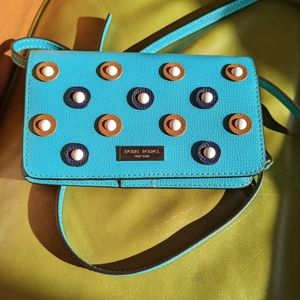 Perfect Henri Bendel teal mini leather crossbody